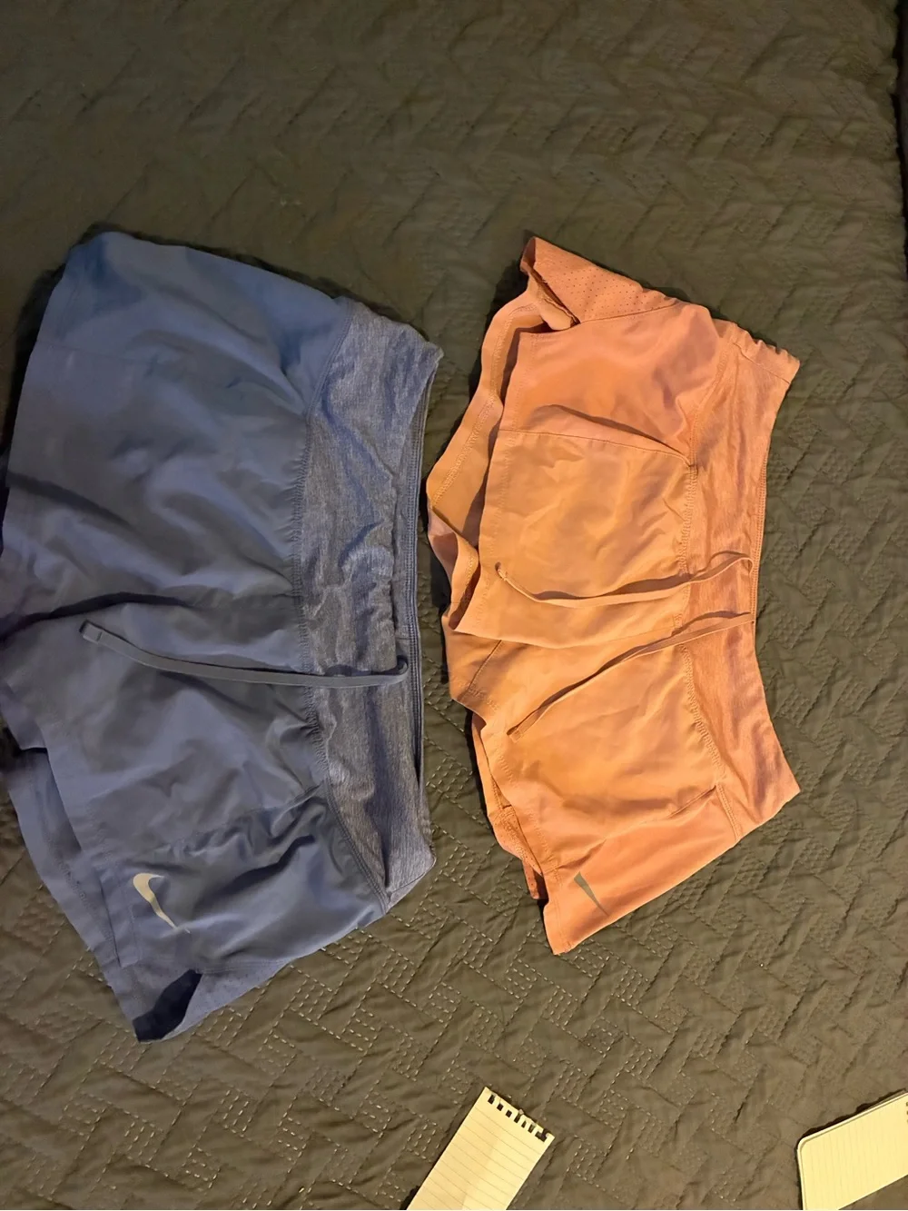 Nike Blue and Coral Dri-FIT Shorts Pair